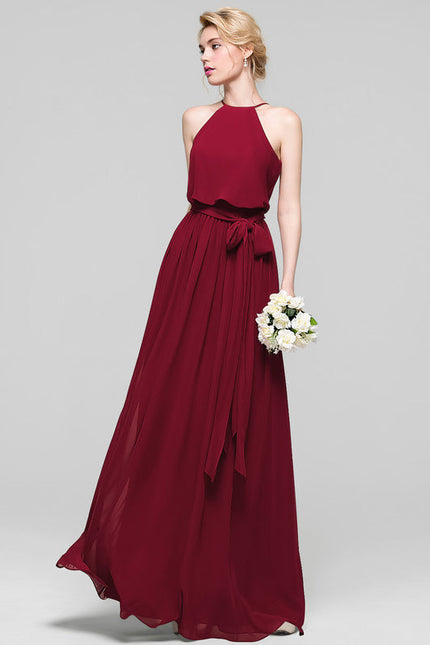 Robe Cérémonie Lilas Mousseline Col Rond