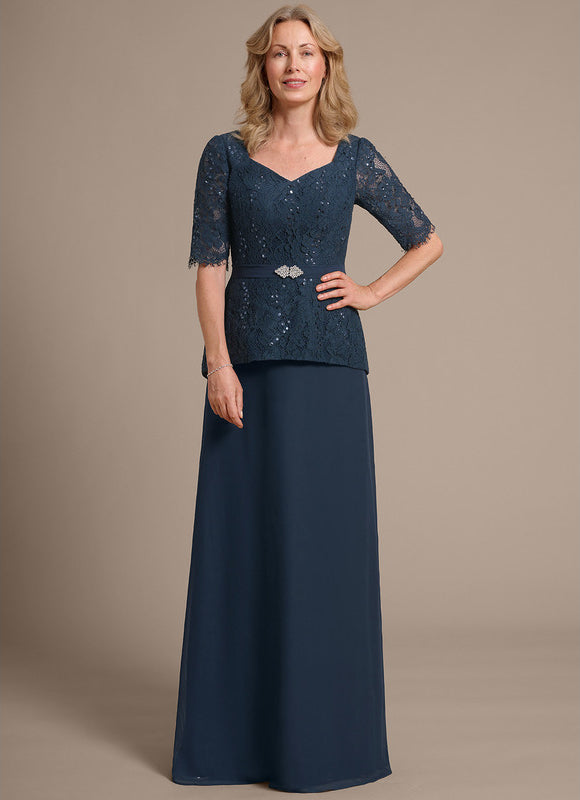 Robe Cérémonie Mère Mariée Bleu Nuit - gallery 2