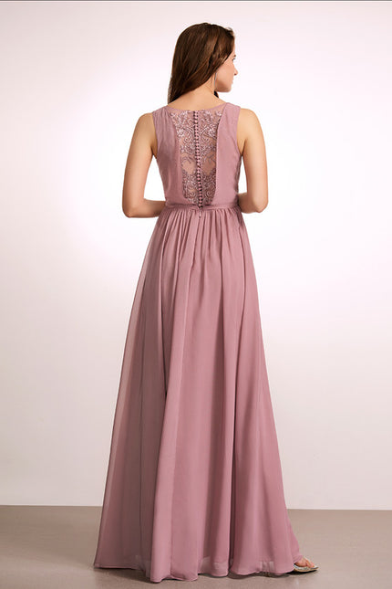 Robe Cérémonie Longue Rose Élégante