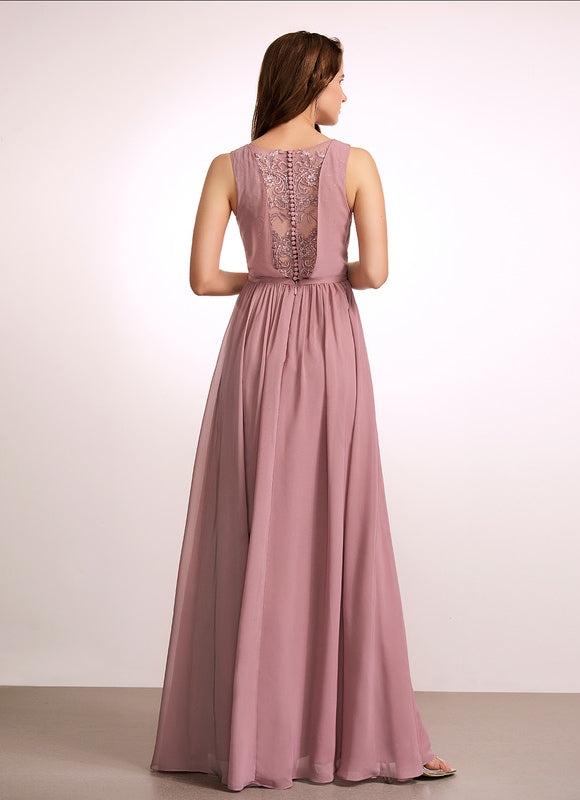 Robe Cérémonie Longue Rose Élégante