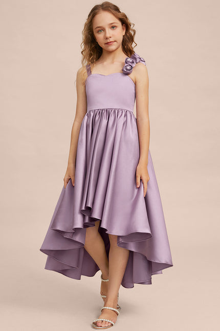 Robe Cérémonie Satin Lilas Asymétrique - gallery 4