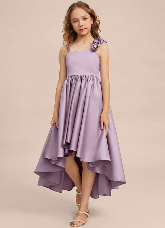 Robe Cérémonie Satin Lilas Asymétrique - gallery 4