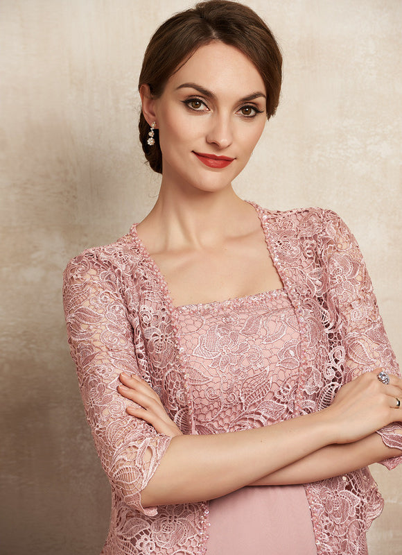 Robe Cérémonie Rose Pastel Trapèze Dentelle - gallery 1