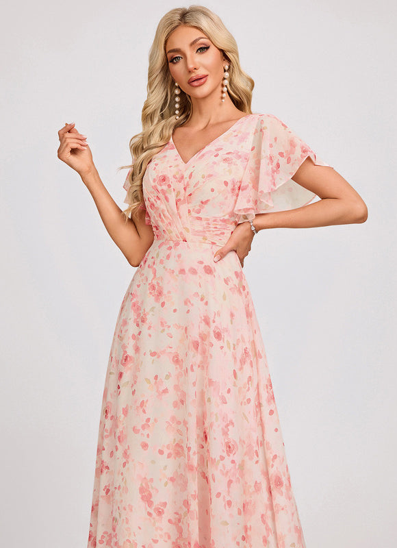 Robe Cérémonie Longue Volants Rose - gallery 4