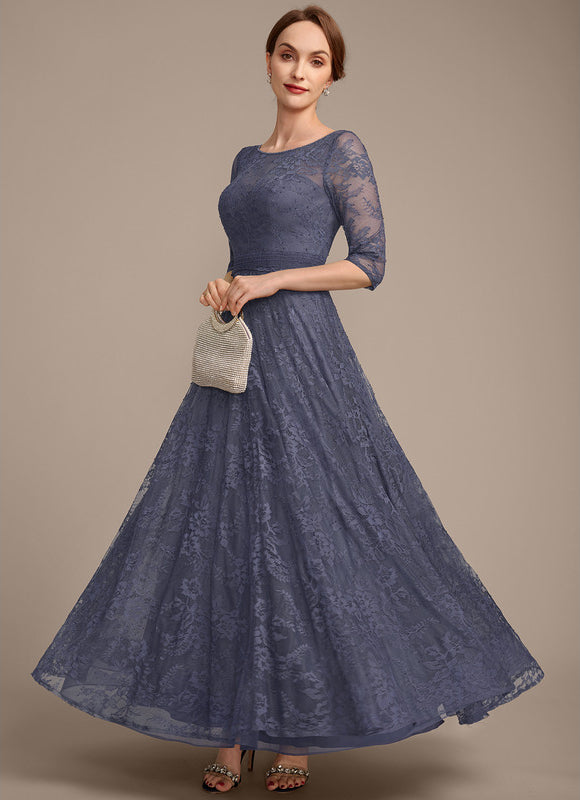 Robe Cérémonie Bleu Dentelle Élégante - gallery 3