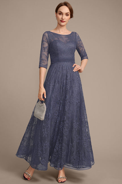 Robe Cérémonie Bleu Dentelle Élégante - gallery 5