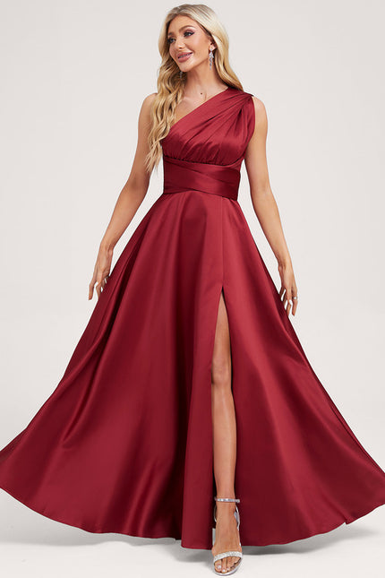 Robe Cérémonie Satin Rouge Évasée - gallery 3