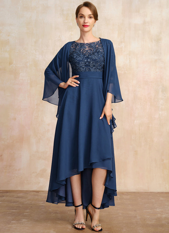 Robe Cérémonie En Dentelle Marine - gallery 4