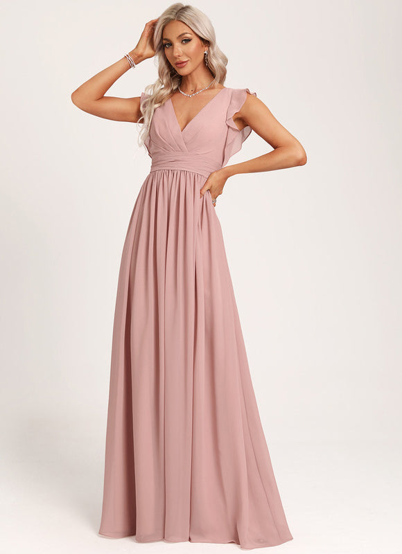 Robe Cérémonie Longue Volants Rose - gallery 4