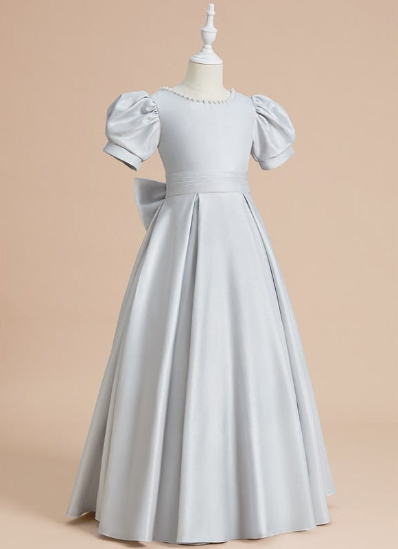 Robe Cérémonie Satinée Grise - gallery 3