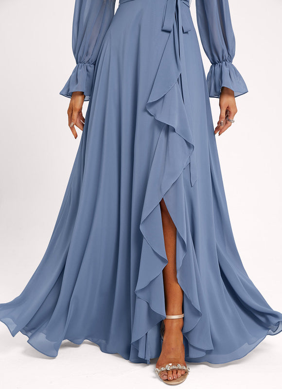 Robe Cérémonie Longue Volants Rose - gallery 2