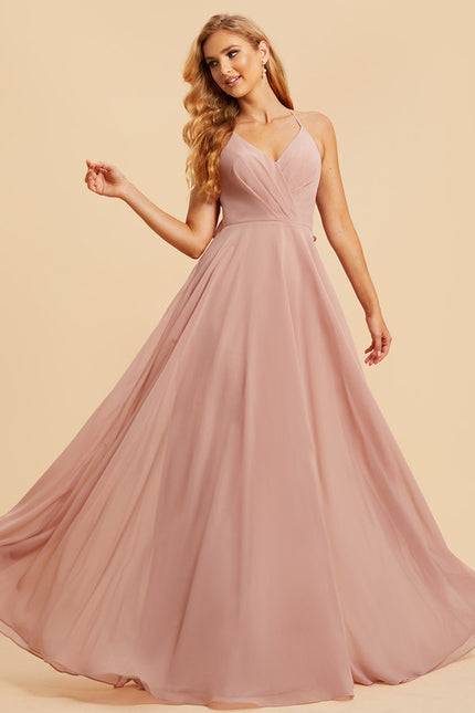 Robe Cérémonie Longue Volants Rose