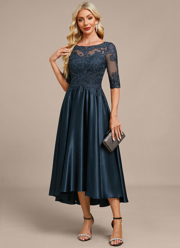 Robe Cérémonie Satinée Marine Chic - gallery 2