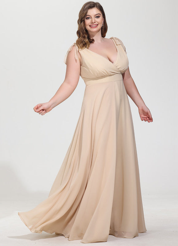 Robe Cérémonie Mousseline Beige - gallery 7