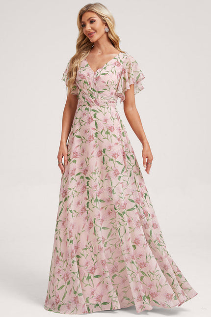 Robe Cérémonie Longue Volants Rose - gallery 3