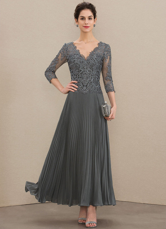 Robe Cérémonie Gris Élégant Plissé - gallery 4