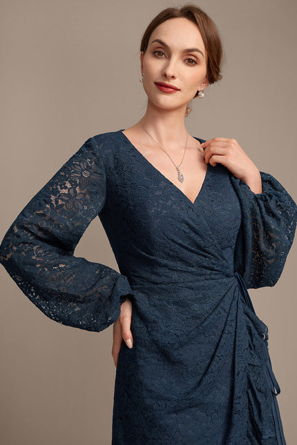 Robe Cérémonie Dentelle Marine Élégante - gallery 2