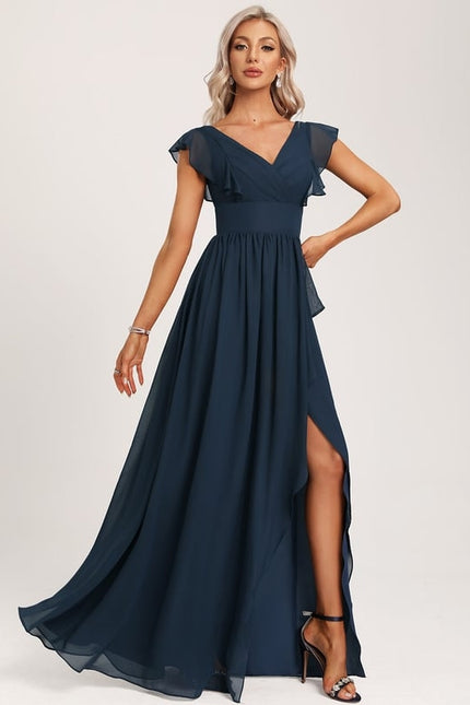 Robe Cérémonie Longue Volants Rose