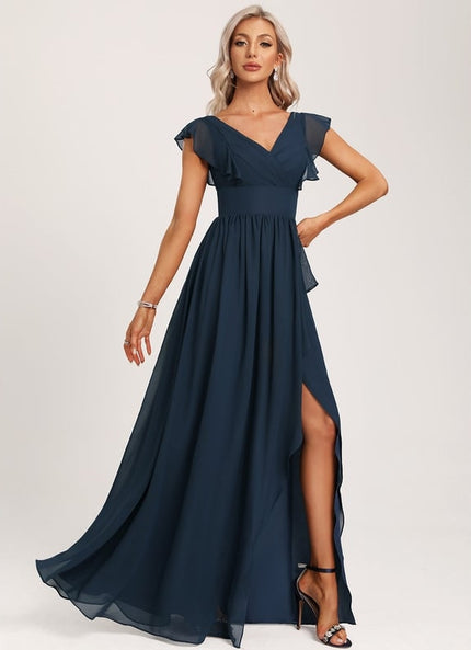 Robe Cérémonie Longue Volants Rose