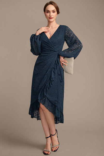 Robe Cérémonie Dentelle Marine Élégante - gallery 3