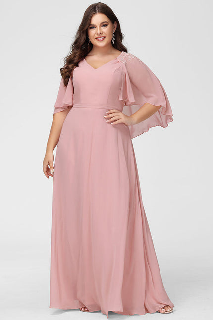 Robe Cérémonie Longue Rose Élégante - gallery 9