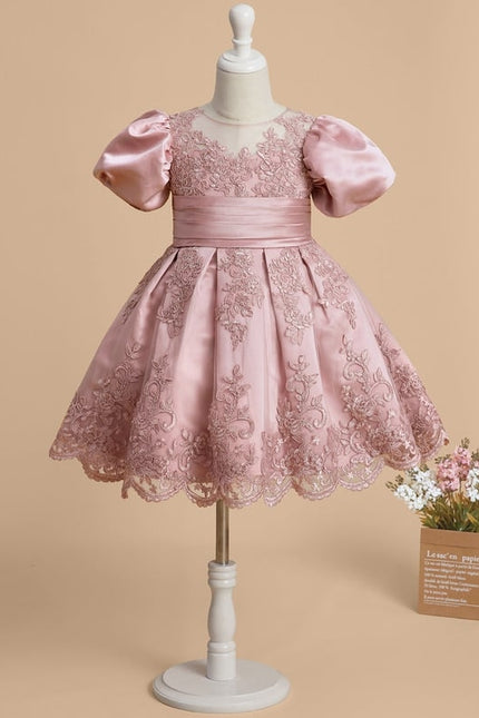 Robe Cérémonie Satin Rose Brodée - gallery 3