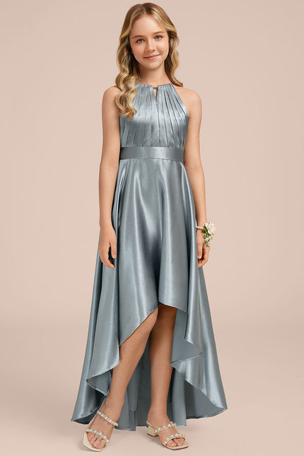 Robe Cérémonie Satinée Asymétrique Marine - gallery 3