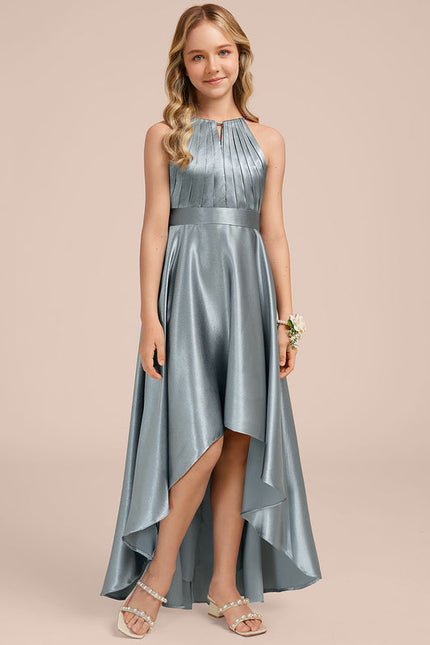 Robe Cérémonie Satinée Asymétrique Marine - gallery 3