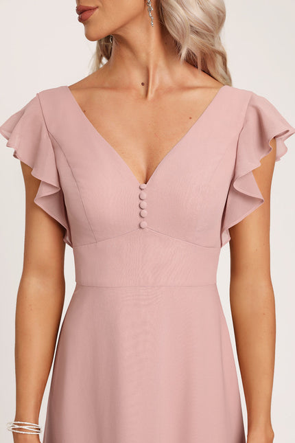 Robe Cérémonie Longue Volants Rose - gallery 1