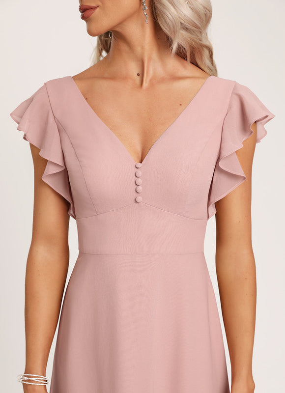 Robe Cérémonie Longue Volants Rose - gallery 1