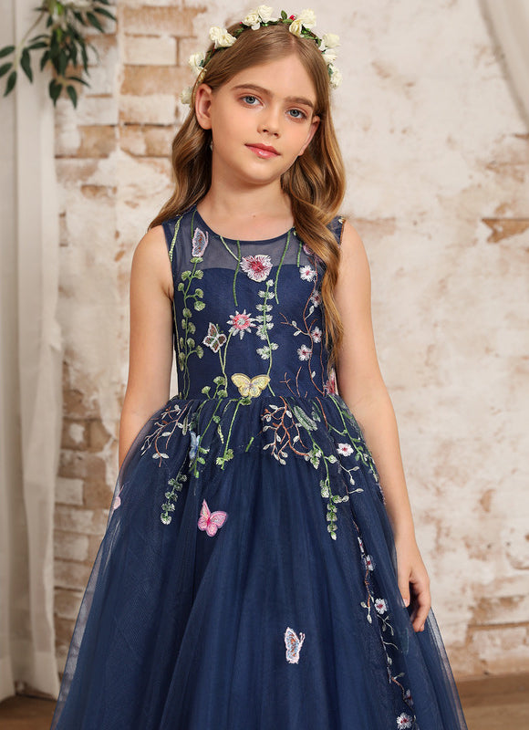 Robe Cérémonie Tulle Navy Floral - gallery 4