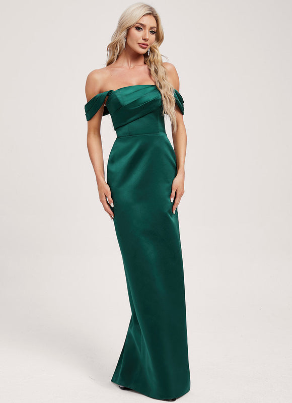 Robe Cérémonie Satinée Épaule Dénudée - gallery 2