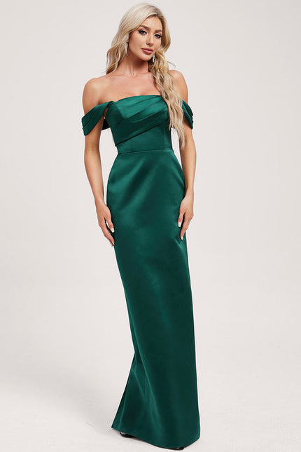 Robe Cérémonie Satinée Épaule Dénudée - gallery 2