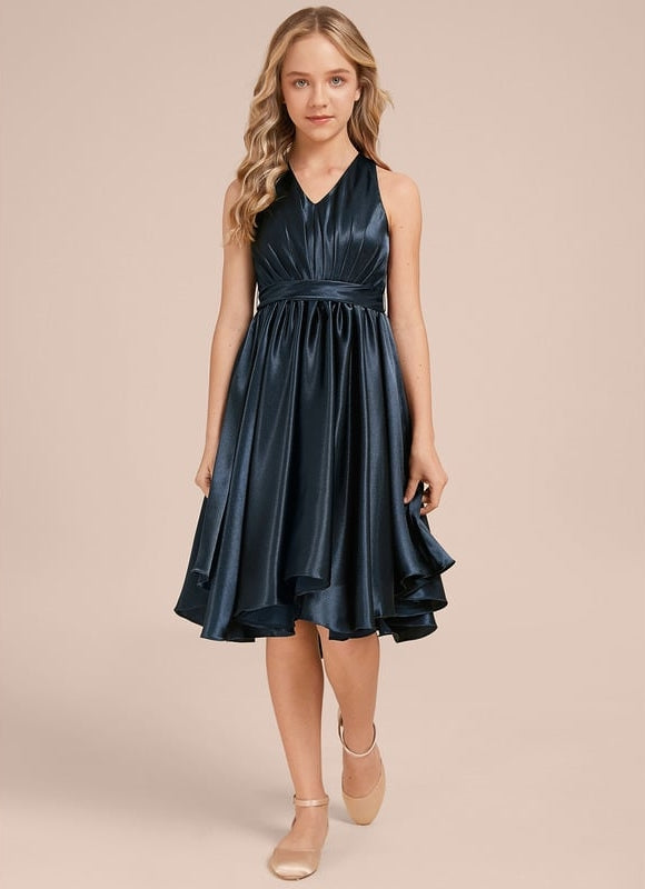 Robe Cérémonie Satin Bleu Ciel - gallery 3