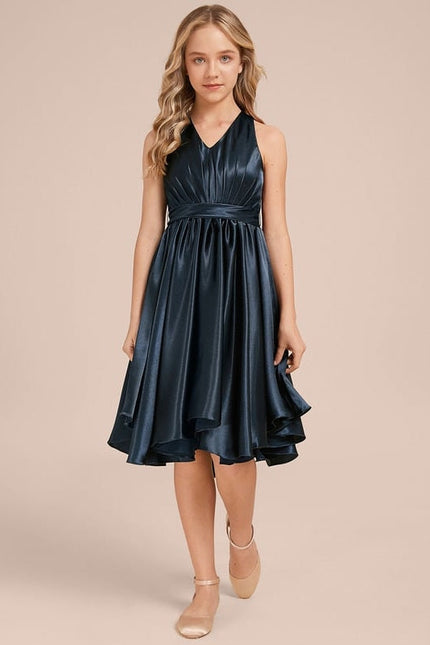 Robe Cérémonie Satin Bleu Ciel - gallery 3