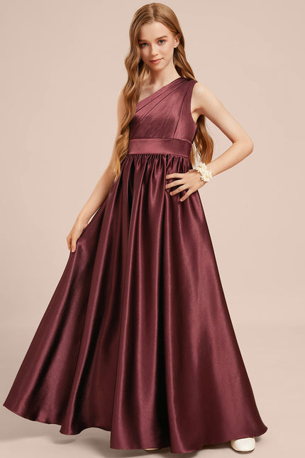 Robe Cérémonie Satin Bordeaux Élégante - gallery 2