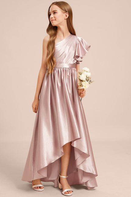 Robe Cérémonie Satin Rose Élégante - gallery 4