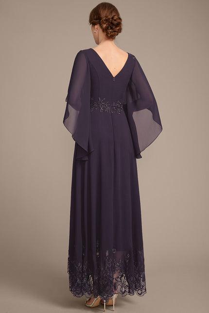 Robe Cérémonie Longue Violette Brodée - gallery 6