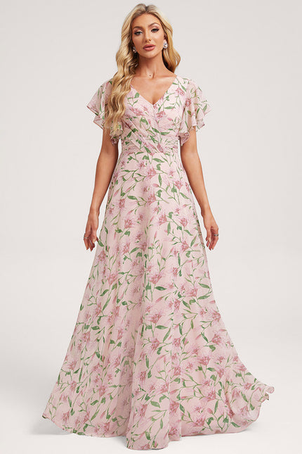 Robe Cérémonie Longue Volants Rose - gallery 2