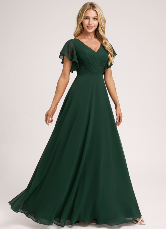 Robe Cérémonie Longue Volants Rose
