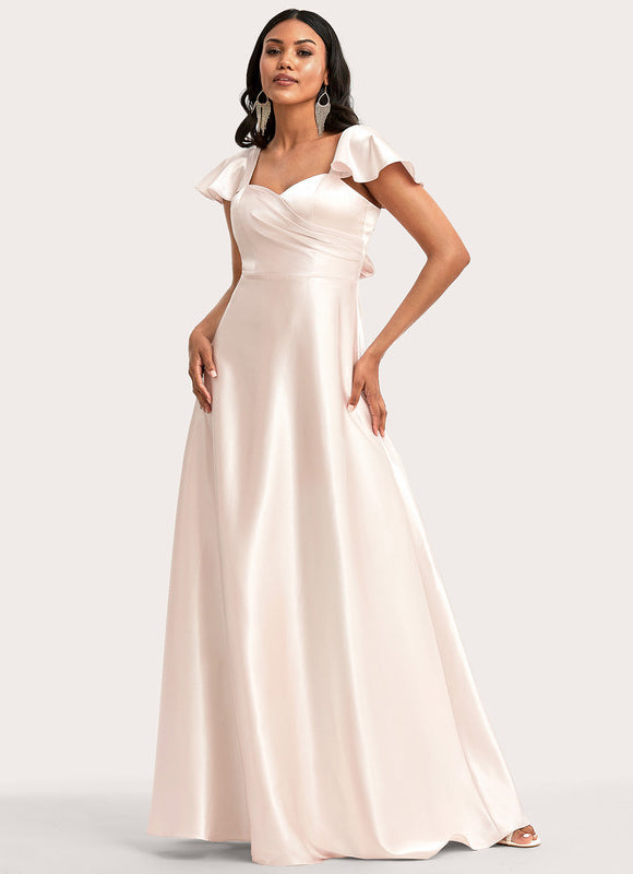 Robe Cérémonie Satin Rose Pâle