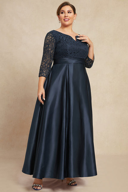 Robe Cérémonie Bleu Marine Satinée - gallery 7