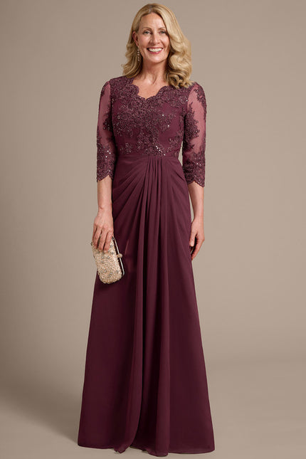 Robe Cérémonie Longue Bordeaux Élégante