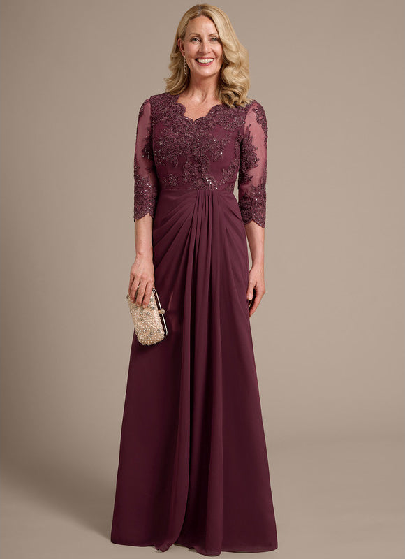 Robe Cérémonie Longue Bordeaux Élégante