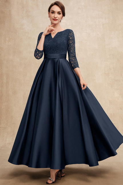 Robe Cérémonie Bleu Marine Satinée