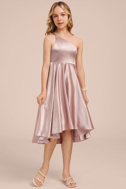 Robe Cérémonie Satin Rose Élégante - gallery 1