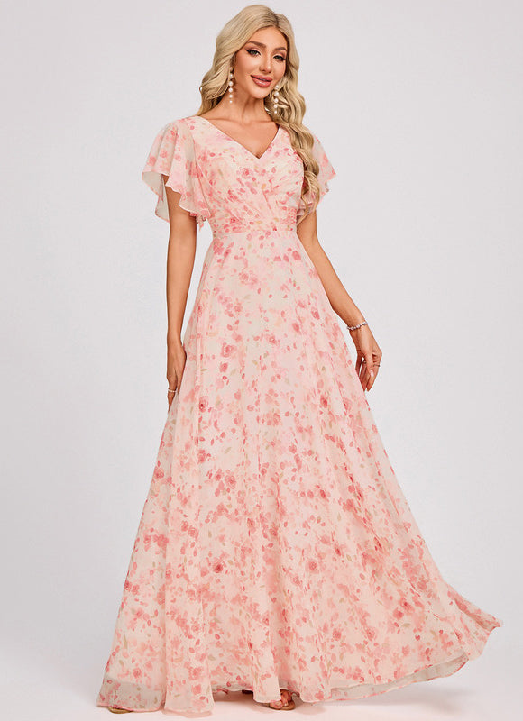 Robe Cérémonie Longue Volants Rose - gallery 2