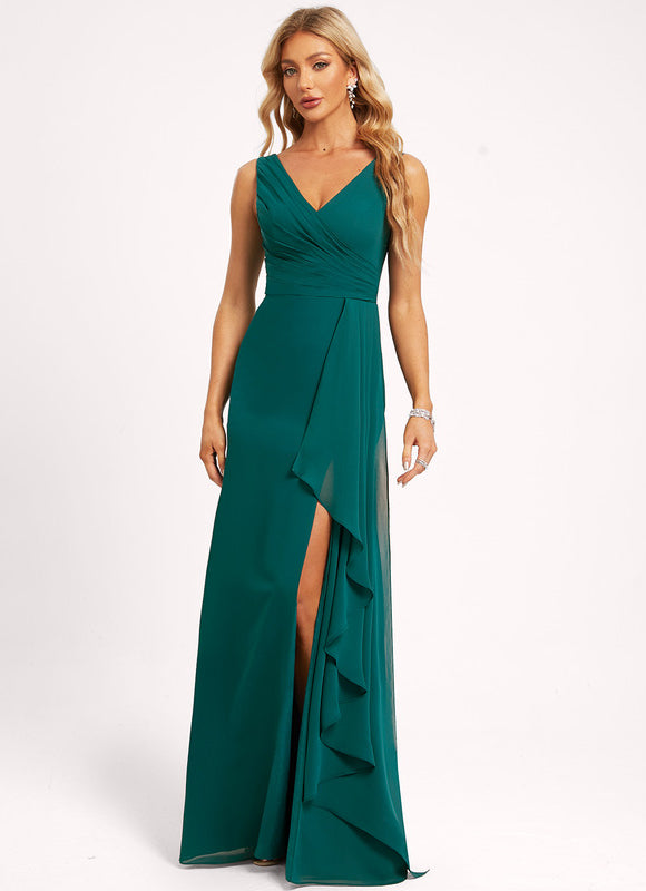 Robe Cérémonie Longue Volants Rose - gallery 3