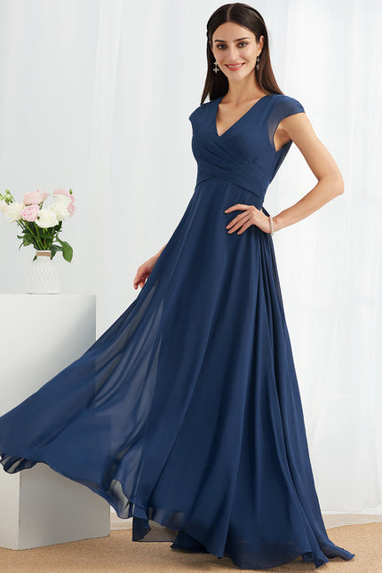 Robe Cérémonie Fluide Marine Élégante
