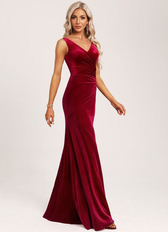 Robe Cérémonie Rouge Velours Chic - gallery 2